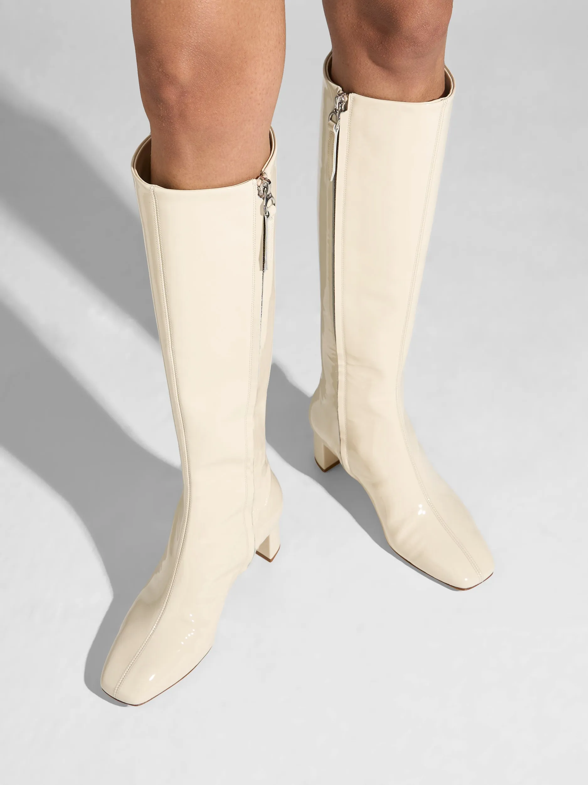 Marty Patent Knee-High Boots Travel Companion Neutral palette