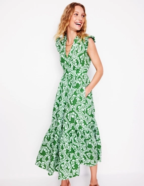 Wren Double Cloth Midi Dress-Paradise Green,Vine Silhouette Perfect Proportion Comfy and Chic