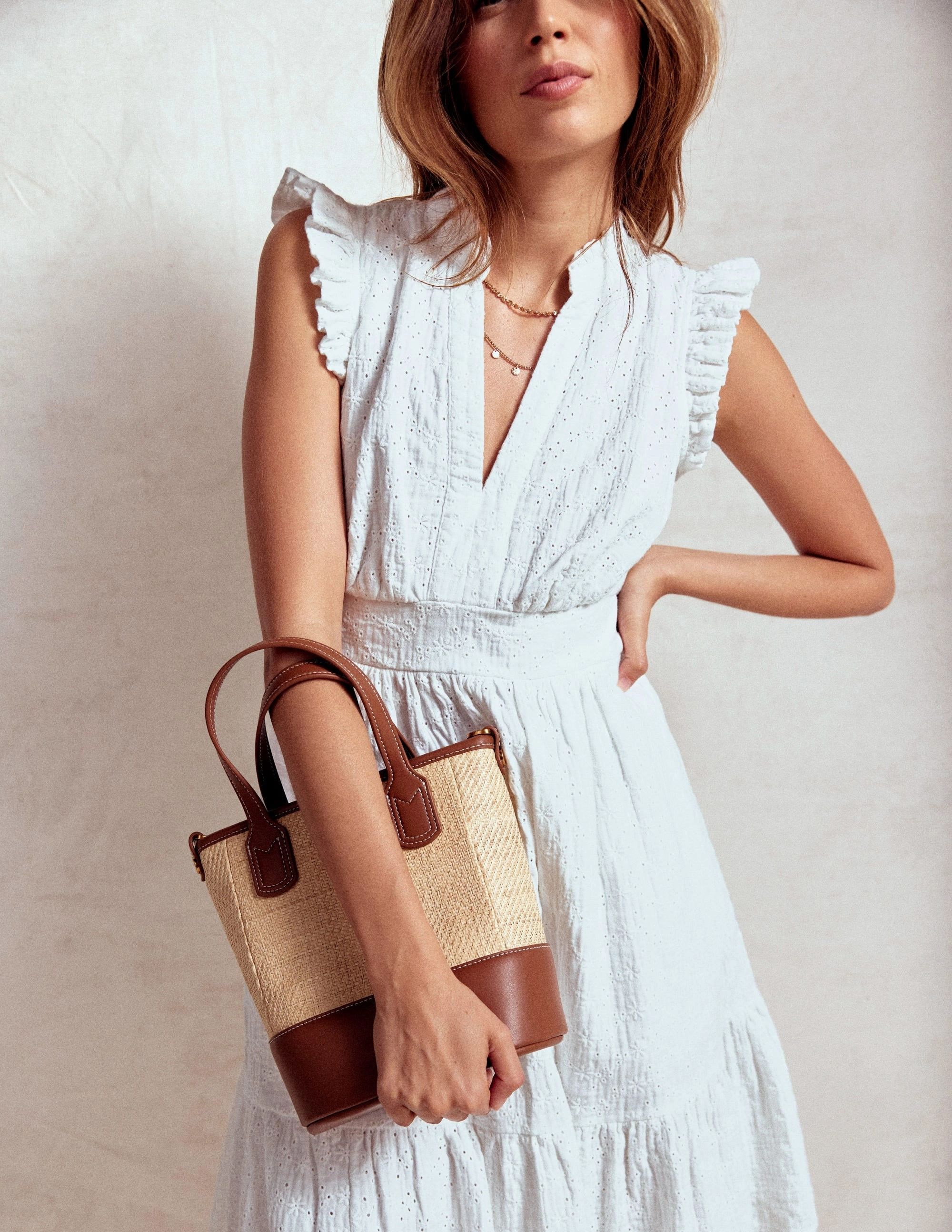 Body Harmony Wren Double Cloth Short Dress-White