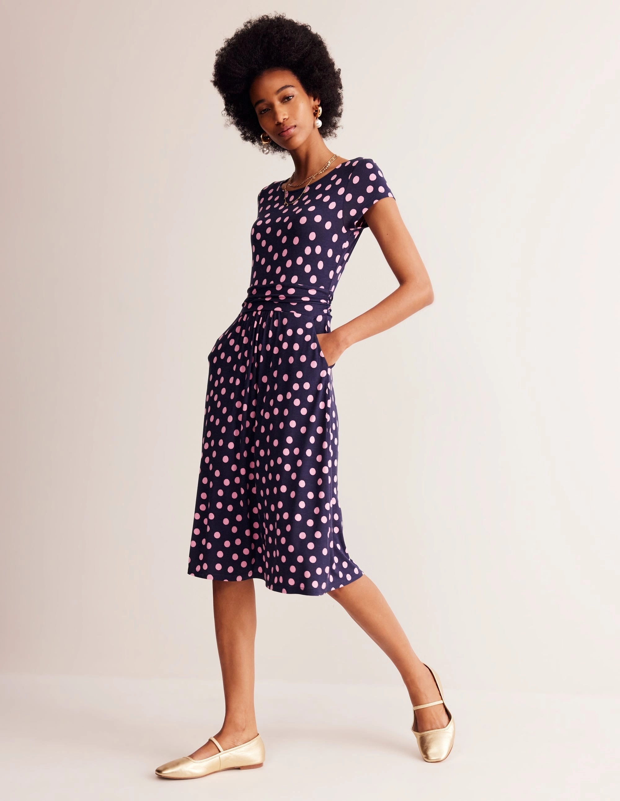 Amelie Jersey Dress-Sherbert, Abstract Dot Air Touch Trendy Comfort
