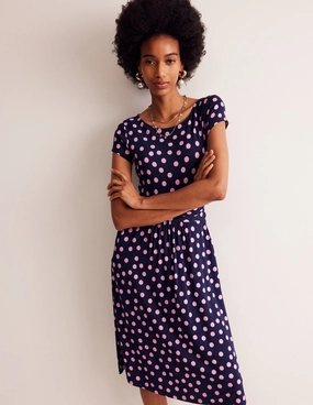 Elegant Silhouette Amelie Jersey Dress-Sherbert, Abstract Dot