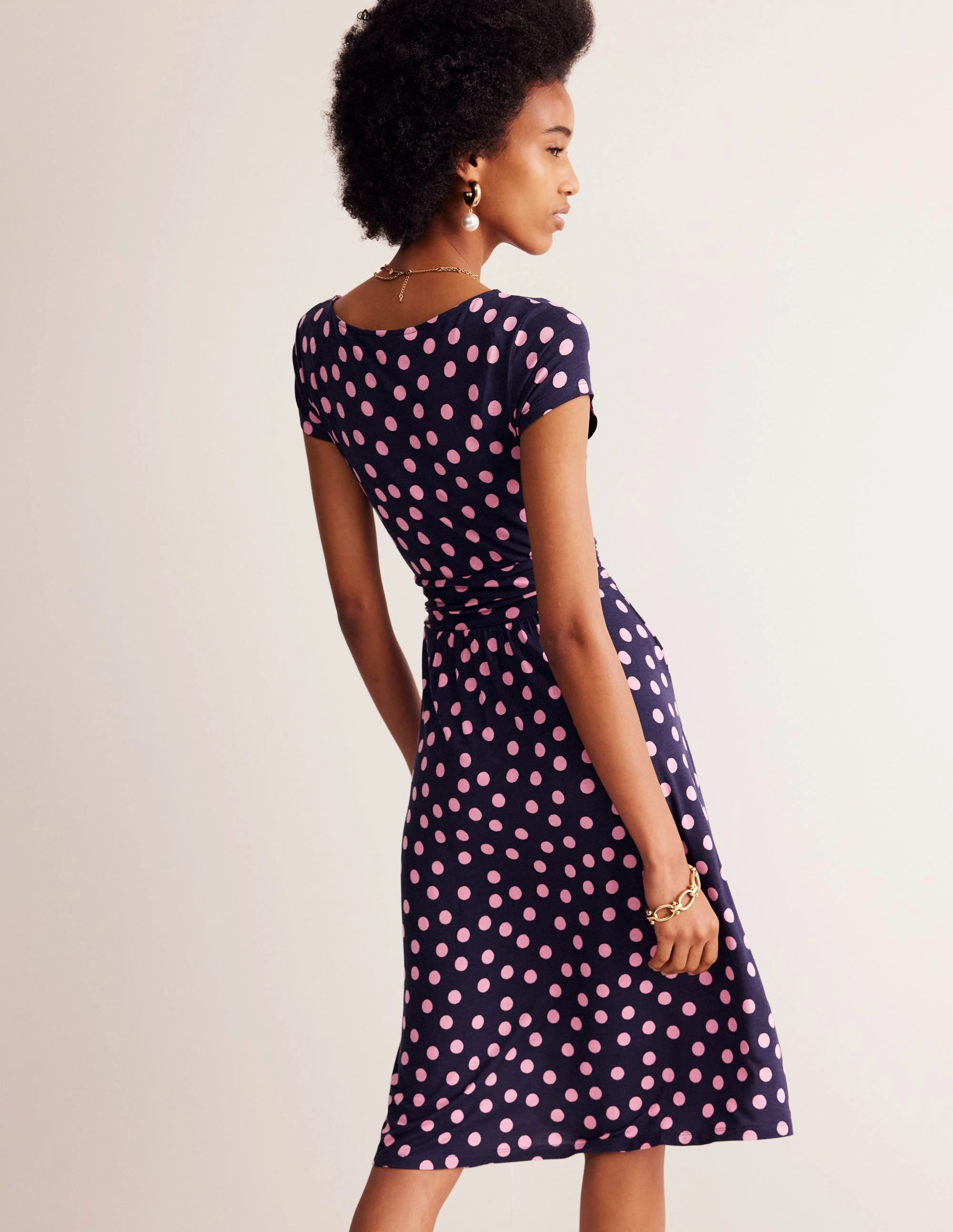 Amelie Jersey Dress-Sherbert, Abstract Dot Heart Glow