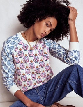 Rosa Printed Sweatshirt-Multi, Wildflower Bouquet Weekend Wardrobe