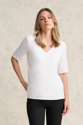 EcoCertified V-Neck Tee - White