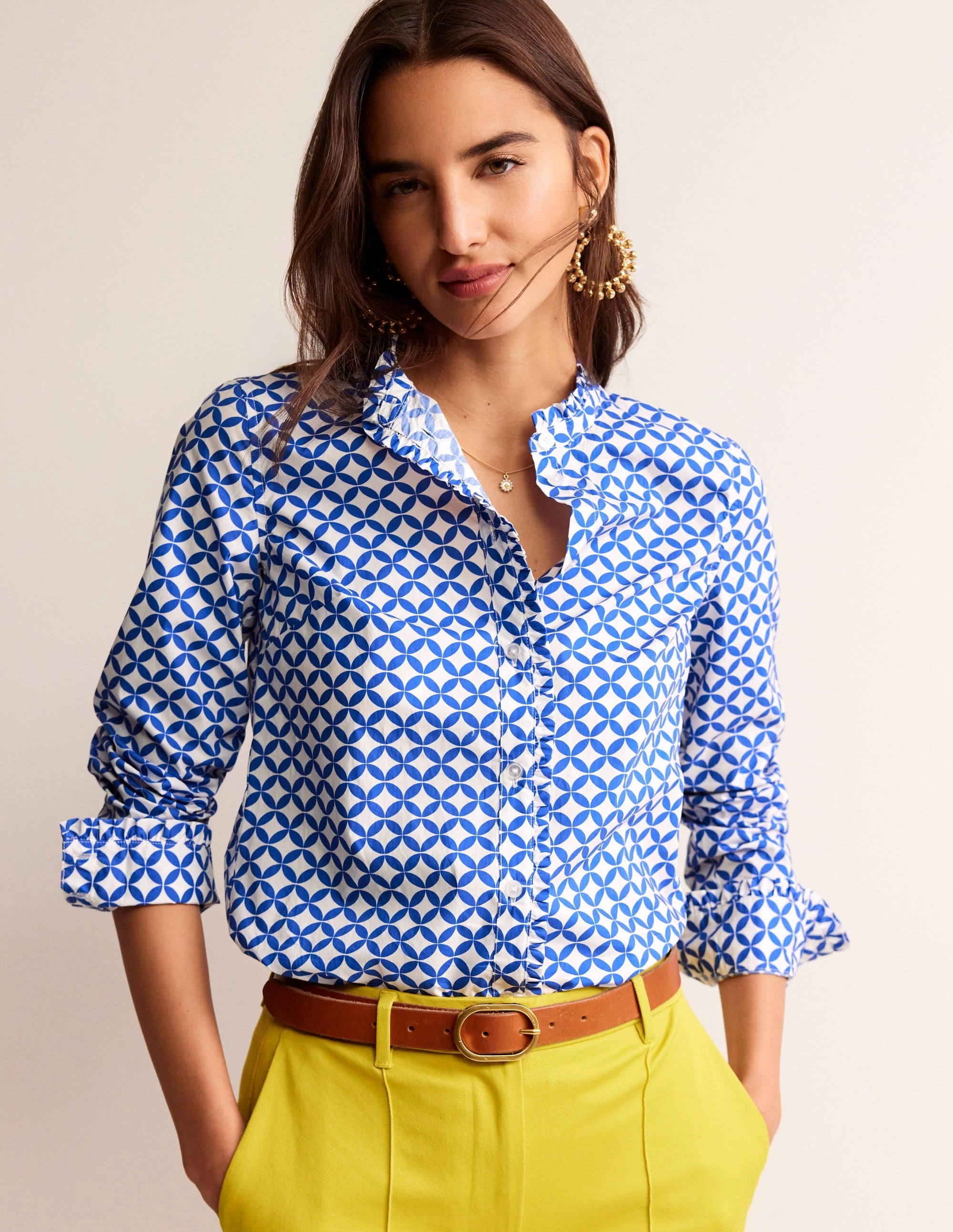 Effortless Vibe Simple yet stylish Phoebe Cotton Shirt-Blue, Diamond Terrace