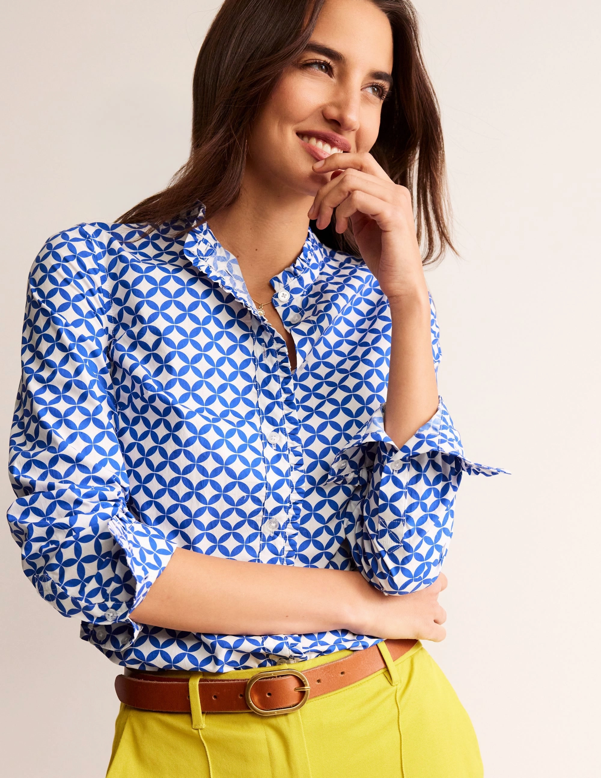 Soft and Relaxed Casual Vibe Phoebe Cotton Shirt-Blue, Diamond Terrace