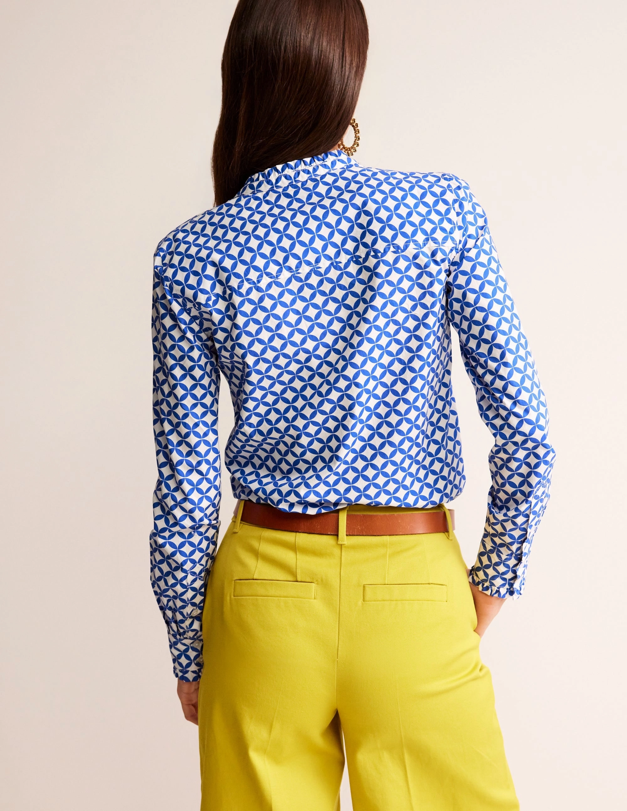 Phoebe Cotton Shirt-Blue, Diamond Terrace Sporty Style