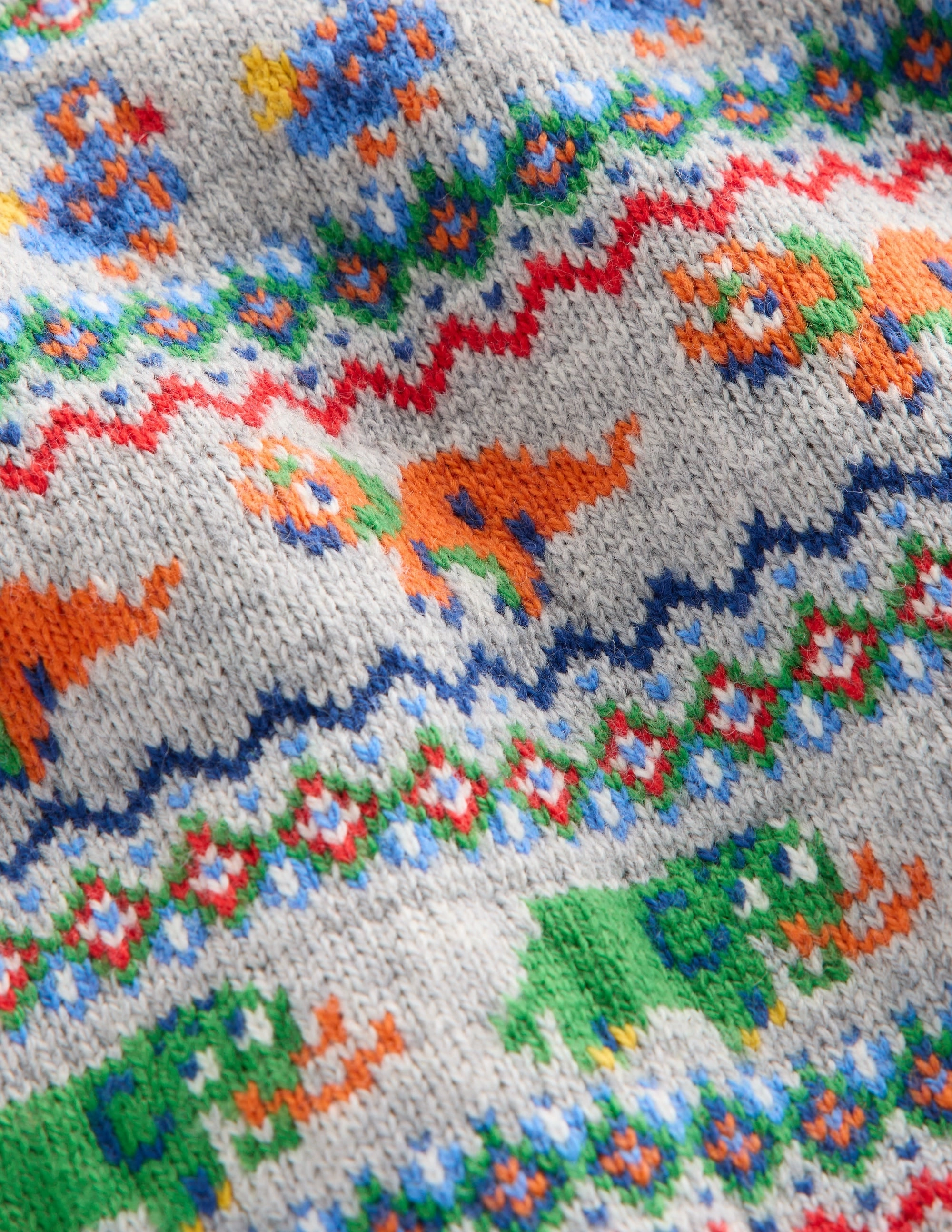 Work Comfort Fair Isle Button Jumper-Grey Marl Prehistoric Animals