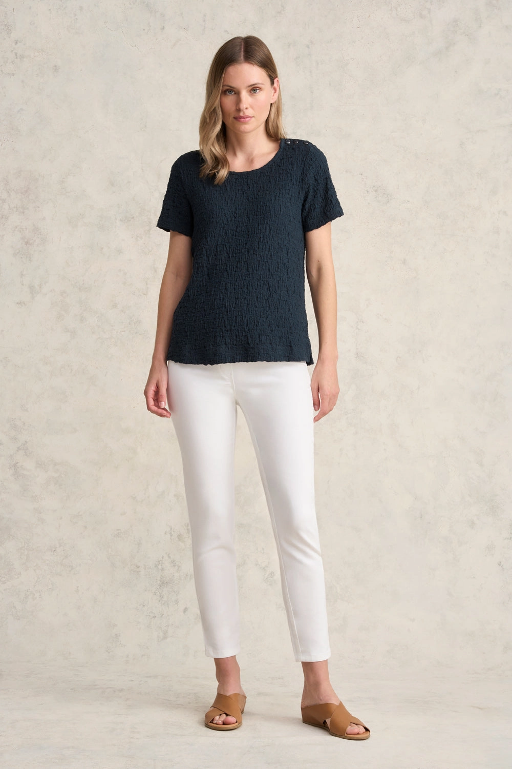 Crinkle Cotton T-Shirt - Ink MultipanelLayout ReflectiveTrims