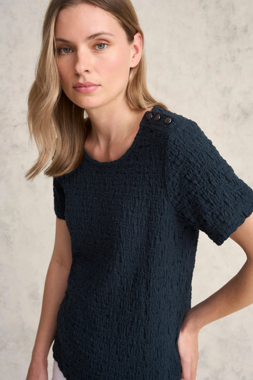 Crinkle Cotton T-Shirt - Ink Tagless Labeling