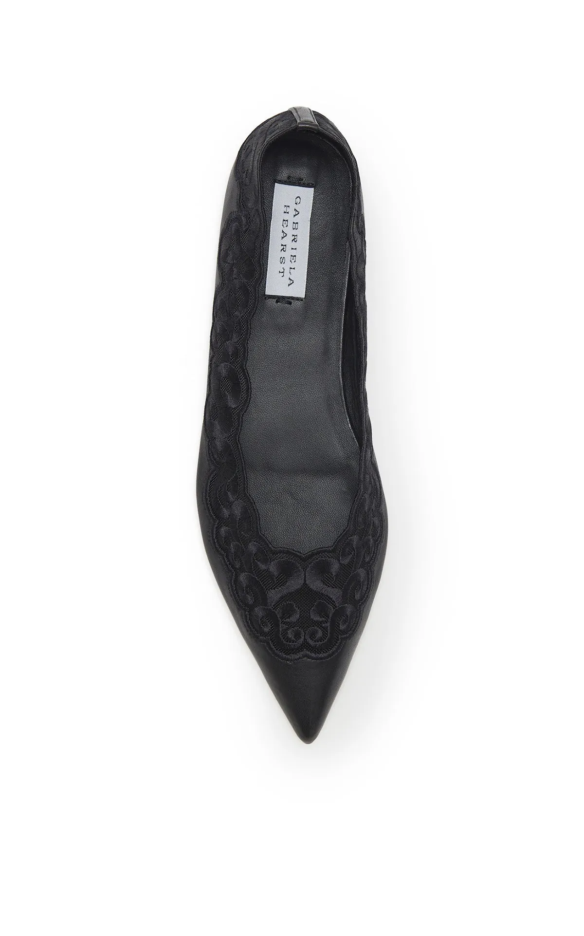 Ziva Flat Shoe in Black Nappa Leather and Silk Lace City Wander