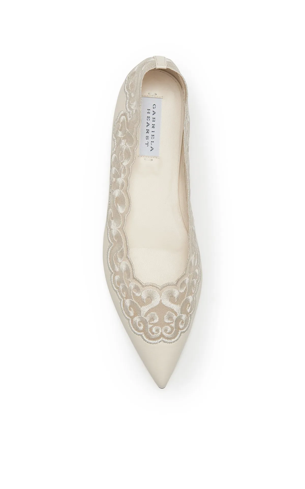Effortless Stylish Shoes Style Ready Footwear Ziva Flat Shoe in Ivory Nappa Leather and Silk Lace